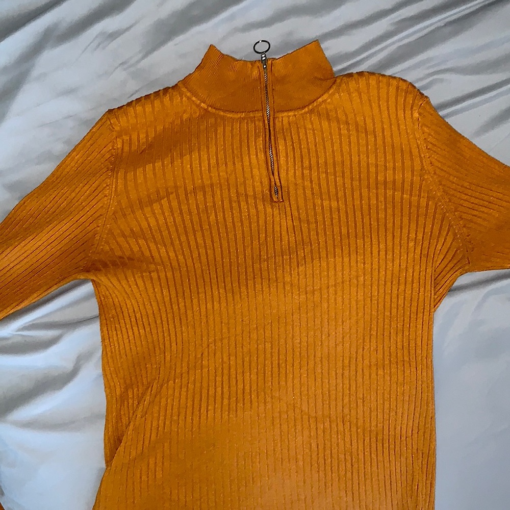 Orange zip turtleneck/ v-neck
